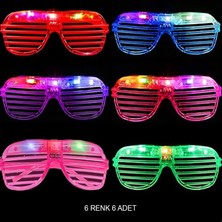 Işıklı Panjur Şeritli LED Parti Gözlüğü 6 Renk 6’lı Set