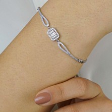 Takıhan Pırlanta Tasarımlı Baget Taşlı 925 Ayar Gümüş Bileklik