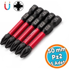 Nzb 50 mm Pz2 Tayvan Çeliği Mıknatıslı Pozidriv Manyetik 1/4" Matkap Ucu 5 cm Uzunluk Impact Bits Uç