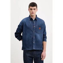 Guess Gj Büyük Beden Kısa Uzun Kollu Erkek Lacivert Gömlek M6RH51D002F-GTDW