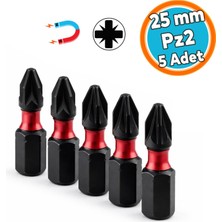 Nzb Manyetik 1/4" Matkap Ucu Impact Bits Uç 25 mm Pz2 Tayvan Çeliği Mıknatıslı Pozidriv 2.5 cm Uzunluk
