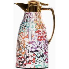 Roomours Arabic Letters Gold Çift Katmanlı Termos 1 L