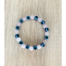 MK Tasarım Nazar Bilekliği - Gerçek Pembe Kuvars MKT.1.101.48- Taşların Kendi Rengidir