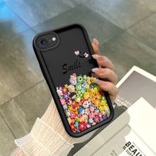 Hontinga iPhone 7 iPhone 8 iPhone Se 2020 2022 Uyumlu Telefon Kılıfı Düşüme Önleyici Basitlik Anti Düşme Kamera Korumali Smile Darbe Önleyici Siyah Desen Ince Yumuşak Silikon Telefon Kılıfı K2-0057