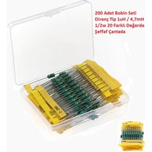 Hatfon 200 Adet Bobin Seti Direnç Tip 1uh / 4,7mh 1/2W 20 Farklı Değerde Şeffaf Çantada