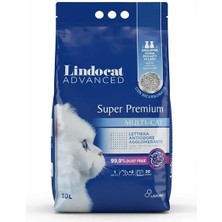 Lindocat Super Premium Multicat Bikarbonatlı Koku Önleyici ve Ekstra Güçlü Topaklanan Kedi Kumu 10L