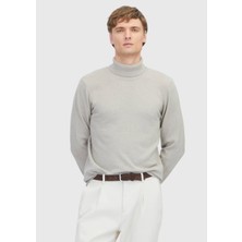 Ramsey Taş Tam Balıkçı Yaka Düz Örgü Yün Karışımlı Triko Kazak