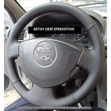 Detay Deri Direksiyon Direksiyon Kılıfı  Dacia Lodgy-Logan-Clio Symbol 2004-2012  Uyumlu Spor Siyah Dikiş