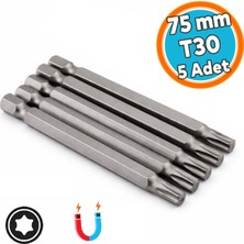 Nzb Güçlü Tayvan Çeliği Mıknatıslı Tork Torx Manyetik 1/4" Matkap Ucu 7.5 cm Uzunluk T30 Bits Uç 75 mm