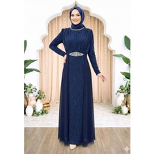 Amine Hüma Sare Abiye Elbise Lacivert