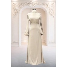 Amine Hüma Rüya Abiye Elbise Bej