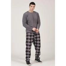 Dofi Erkek 1739 Ekoseli Polar Pijama Takımı Uzun Kol Lastikli Kesim ile Kışa Uygun