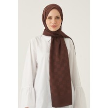 Azbey Dama Desen Acı Kahve Ipeksi Jakar Şal