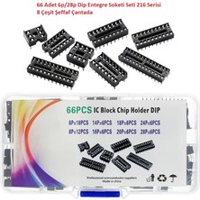 Hatfon 66 Adet 6P/28P Dip Entegre Soketi Seti 216 Serisi 8 Çeşit Şeffaf Çantada