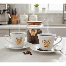 Kachkırhome Porselen Türk Kahvesi Fincanı 2li Set Beyaz Hediyelik Çeyizlik