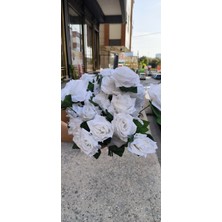 Rüzgar Yapay Çiçekçilik 12 Kafalı Beyaz Gül