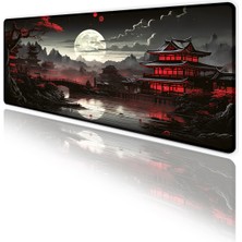 Hamiki Japon Minka Temalı Oyun Gaming Klavye Mouse Pad Kaymaz Taban Kenarları Dikişli Masa Matı 70X30CM