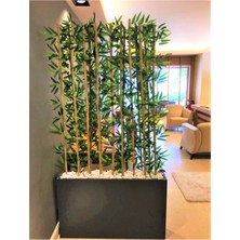 Yapay Bambu Ağacı 1.60 mt Bambu Seperatör Çubuk Fiber Boy Antrasit Ahşap Saksı Iç Mekan