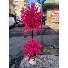 Rüzgar Yapay Çiçekçilik 180 cm Krem Gold Saksıda Fuşya Bahardali