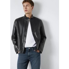 Mavi Siyah Suni Deri Ceket 0110789-71379