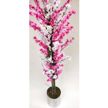 Rüzgar Yapay Çiçekçilik 180 cm Metal Saksıda Pembe Beyaz Bahardalı