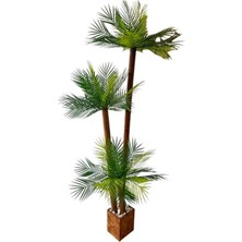 Yapay Palmiye Çikas Areka Palmiyesi 1.80 mt Boy Ağaç Beyaz Ahşap Saksıda