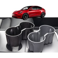 Ramm Tesla Model Y - Model 3 Orta Konsol Bardak Tutucu - Gri + Siyah