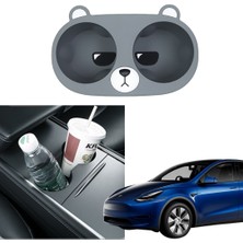 Ramm Tesla Model Y Model 3 Orta Konsol Ayı Silikon Bardak Tutucu  Siyah Beyaz