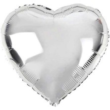 Tiklad Kalp Şeklinde Folyo Balon 5 Adet 45 cm Gümüş Renk