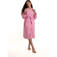 Eymir Home Collection Kadife Kapüşonlu Çocuk Bornozu Pembe