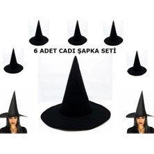 Tiklad Siyah Cadı Şapkası Keçe Yetişkin Boy 6 Adet