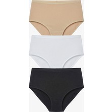 Blackspade Kadın Külot 3'lü Paket Essential 1577 - Siyah Beyaz Ten
