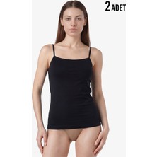 Blackspade Kadın İnce Askılı Atlet 2'li Paket Essential 1592 - Siyah