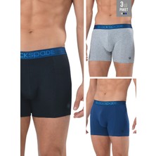 Blackspade Erkek Boxer 3'lü Paket Modern Basics 9473 - Gri Lacivert Siyah (Lacivert Bel Lastiği)