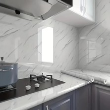 Tiklad Mermer Desenli Mutfak Duvar Kağıdı Sticker - 5m x 60CM: Su ve Yağa Dayanıklı, Yüksek Sıcaklık Esnekliğine Sahip Tezgah, Dolap, Ocak Yenileme Folyosu T10