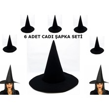 Tiklad Siyah Cadı Şapkası Keçe Yetişkin Boy 6 Adet