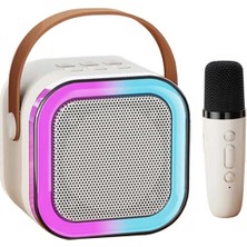 Trm K-12 Taşınabilir Rgb Ledli Bluetooth Hoparlör Parti Speaker Kablosuz Karaoke Mikrofon
