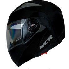 NCR Çene Açılır Kask Vizörlü Parlak Siyah S Beden Ece Belgeli