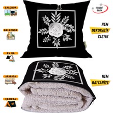 Caisya Home Modern Gül Desenli Opsiyonel Yastık Içinde Tv Battaniyesi 110 x 170 cm