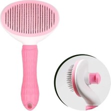 Tiklad Kedi Köpek Tüy Toplayıcı Kendini Temizleyebilen Ergonomik Saplı Evcil Hayvan Tarağı Pembe