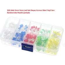 Hatfon 500 Adet 3mm 5mm LED Seti Beyaz Kırmızı Mavi Yeşil Sarı Renklerinde Plastik Çantada