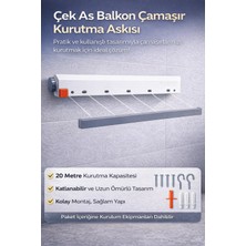 Tiklad Çek As Balkon Çamaşır Kurutma Askısı – 5 Ipli 20 Metre Dar Alanda Çamaşırlık