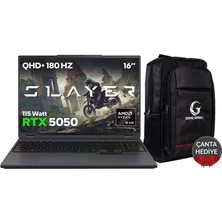 Game Garaj Slayer R9T-5050 C8 Amd Ryzen 9 7845HX 16GB Ram 500GB SSD RTX5050 16" 180Hz Qhd+ IPS Freedos Gaming Laptop