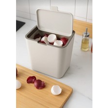 Primanova Flip Banyo Mutfak Tezgah Üstü Çöp Kovası - Bej