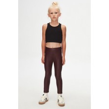 Lovetti Koyu Bordo Kız Çocuk Kışlık Deri Pantalon