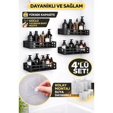 Tiklad Duş Içi Yapışkanlı Banyo Rafı 4’lü Set | Delme Yok | Güçlü Yapışkan Bantlı Organizer