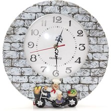 SiHako Duvara Asmalı Aşcı Tasarımlı Polyester Saat ALK1542