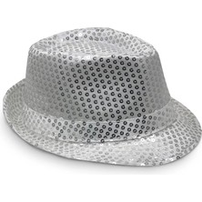 SiHako Disko Gümüş Payetli Fötr Şapka Yetişkin Boy