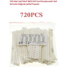 Hatfon 720 Adet 1PF/10UF 0603 Kılıf Smd Kondansatör Seti 36 Farklı Değerde Şeffaf Poşette