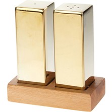 Atom Everest Büyük Kare 2'li Tuzluk Seti Altın